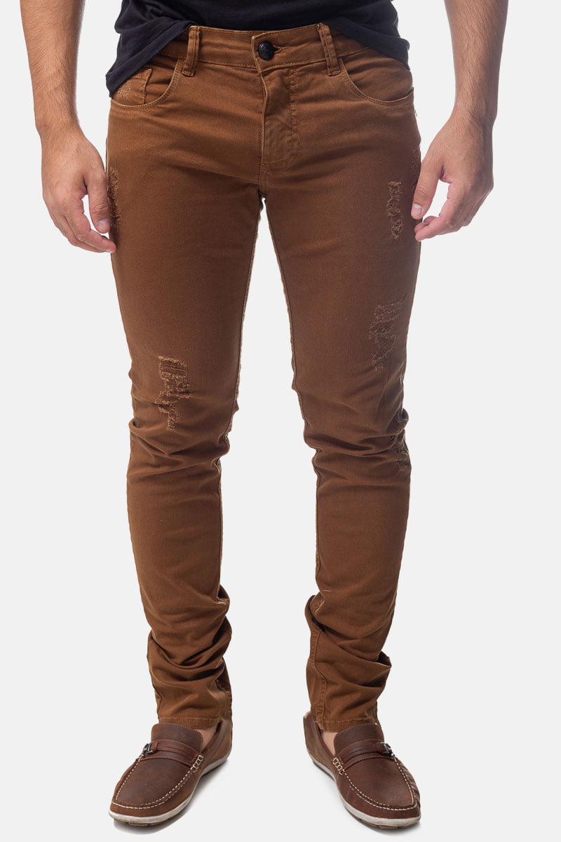 calça masculina marrom sarja